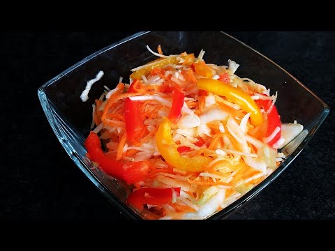 Салат &quot;Витаминный&quot; из капусты, моркови и болгарского перца!Очень простой и вкусный рецепт!